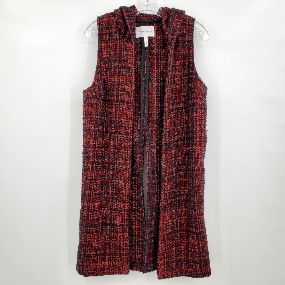 Bcbgeneration Red Knit Split Back Hooded Vest Wit… - image 4